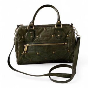 Rebecca Minkoff Green Leather Studded Top Handle Crossbody Bag